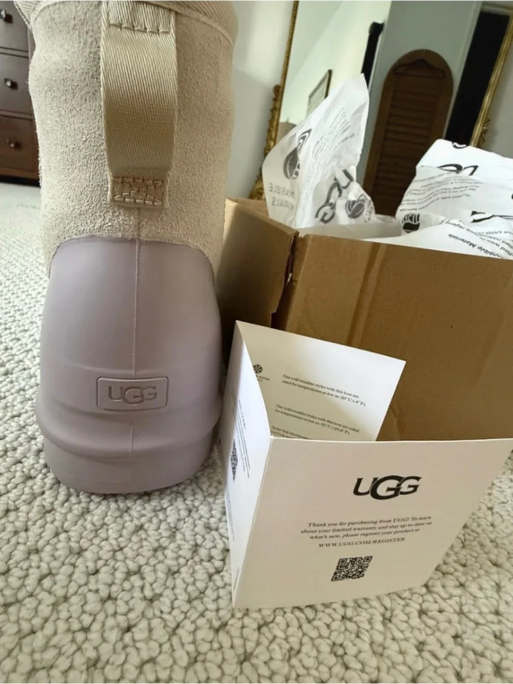 UGG Women's Suede and Rubber Platform Ankle Boot in Beige and Light Purple